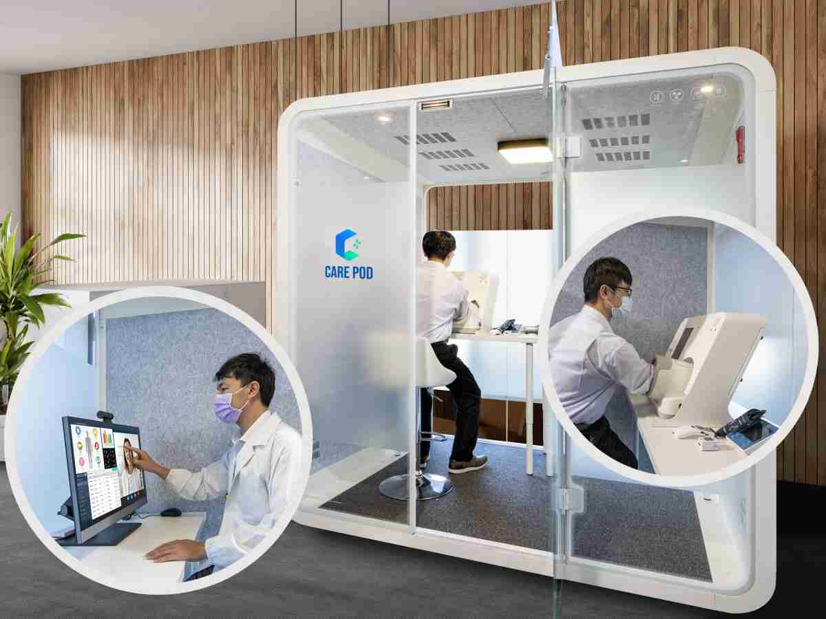 达擎于医疗科技展中展出＂远距诊疗舱＂，，，以因应医疗数字化及社会高龄化趋势下、、复诊及慢性病患等族群对于远距看诊需求逐渐升高所推出的创新整合方案。。。。多功能合一、、、高隐私性的远距诊疗舱可根据病患端与医师端的不同需求，，提供弹性化及客制化功能，，，，节省医生和病患的精力及时间